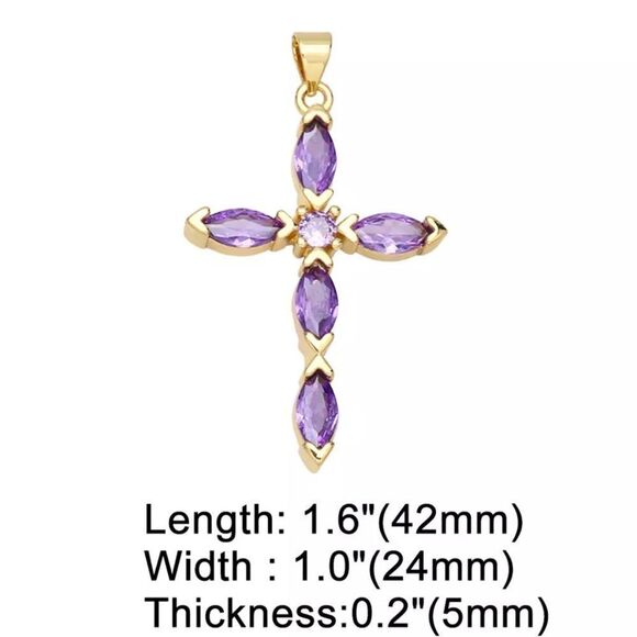 💎O3💎 2.7 ct Amethyst Goldtone Cross Pendant KindLuxuries - Picture 1 of 5